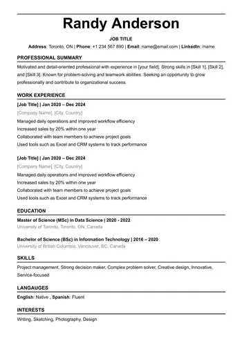 ATS-friendly CV template for Google Docs