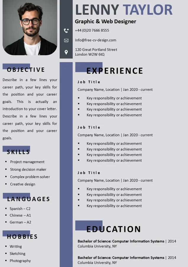 Blank CV template Word Format