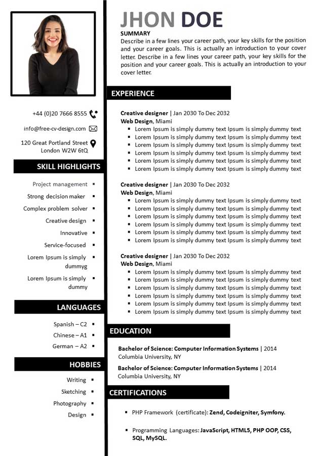 Editable Cv For Free