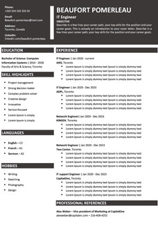 Free French Canadian CV Template Word Format