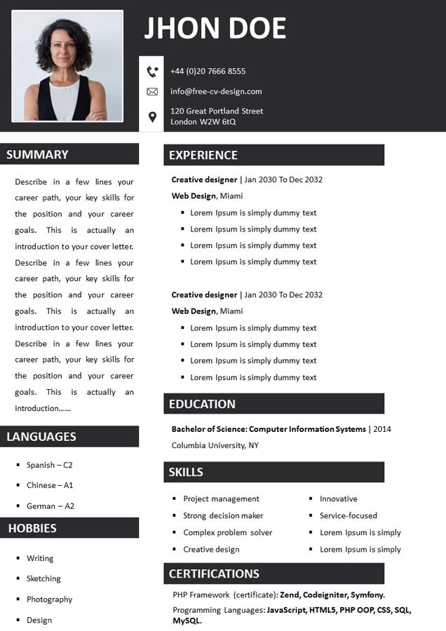 Free English Resume Word Format