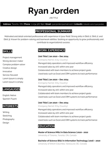 free one page cv for google docs