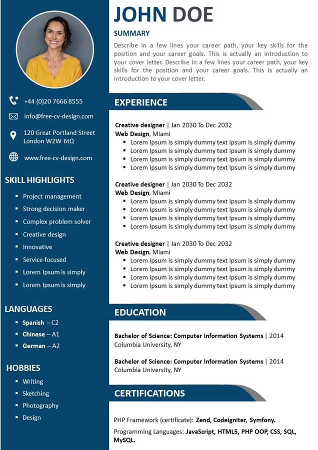 Professional Resume Template PPT & Doc