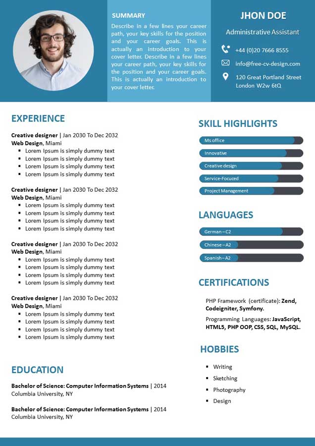 Resume template in English