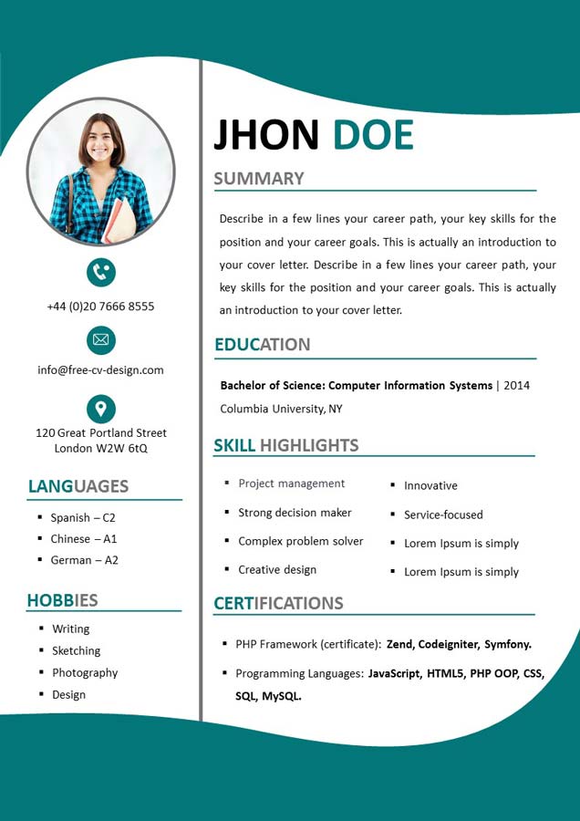Resume without experience downloadable for free