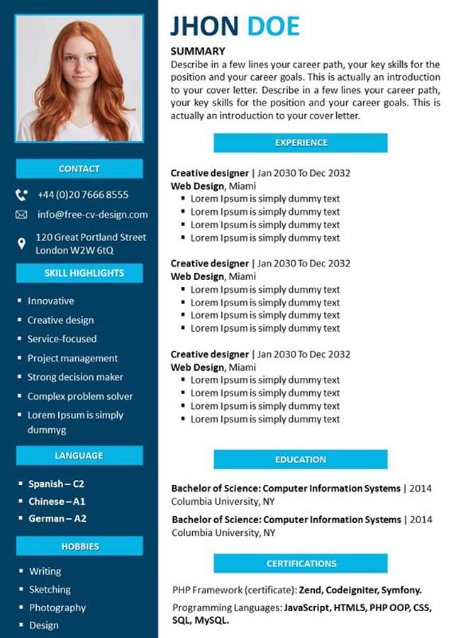 Free Stunning CV Word & PowerPoint format