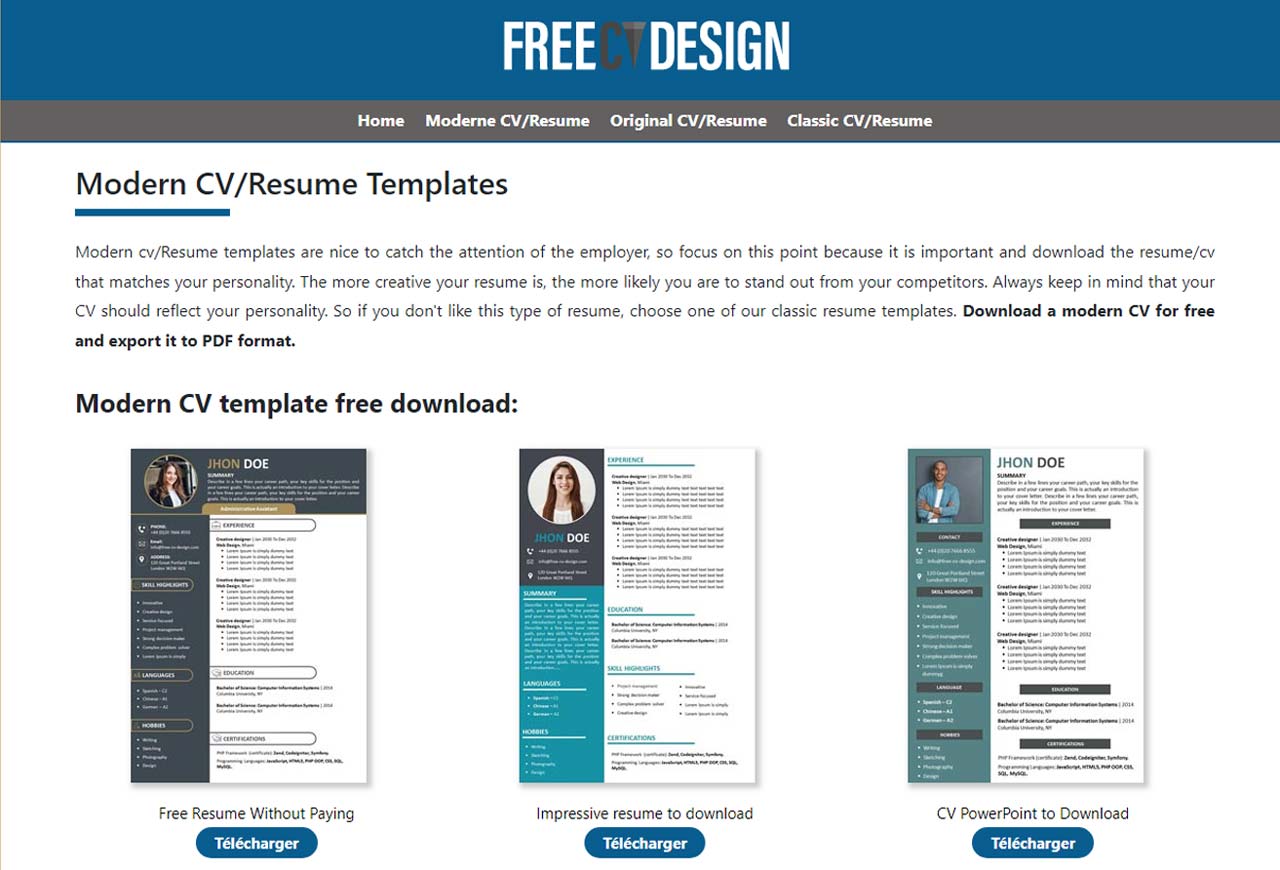 CV templates for free